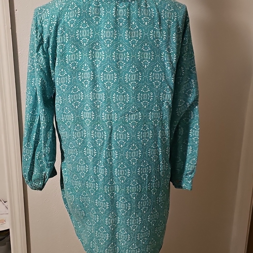 Grand & Greene Turquoise Patterned Casual Shirt Size Large - Picture 4 of 5